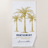 Serviette De Plage Palmiers d'or Tropical Retrouvailles familiales pe (Devant)