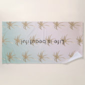 Serviette De Plage Palmiers d'or tropicaux Mint Cream Ombre          (Devant)