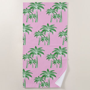 Serviette De Plage Palmiers rose vert Préppy Girls Pool