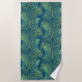 Serviette De Plage Palmiers Summer Tropical Beach Vert Bleu (Devant)