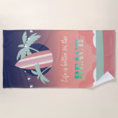 Serviette De Plage Palmiers, Surf, Plage String Lights (Devant)