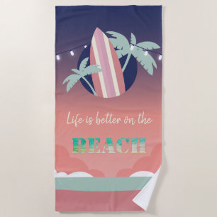 Serviette De Plage Palmiers, Surf, Plage String Lights