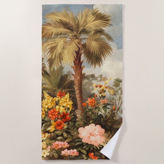 Serviette De Plage Palmiers Tropicaux Botaniques Vintage (Devant)