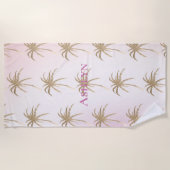 Serviette De Plage Palmiers tropicaux en or rose vif (Devant)
