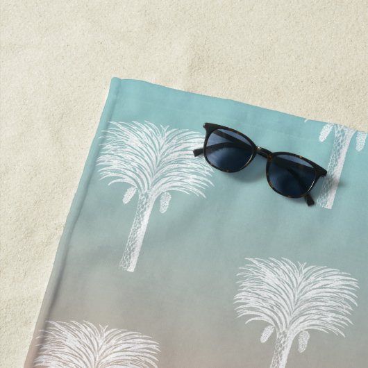 Serviette De Plage Palmiers tropicaux modernes Sunset Ombre (En situation)