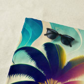 Serviette De Plage Palmiers turquoises Et Or (En situation)