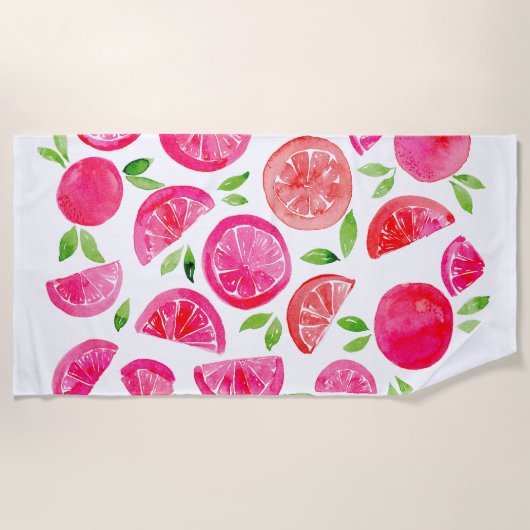 Serviette De Plage Pamplemousse aquarelle (Devant)