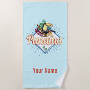 Serviette De Plage Panama City Toucan Rétro Palm Trees Vintage