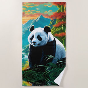 Serviette De Plage Panda Bear dans les nuages