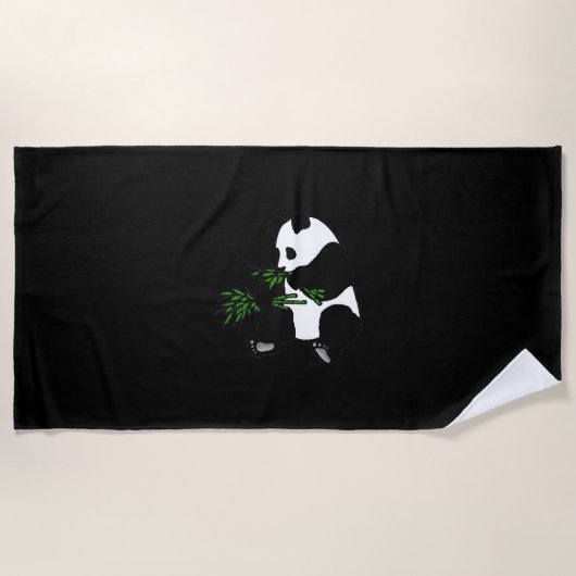Serviette De Plage Panda géant mange du bambou noir (Devant)