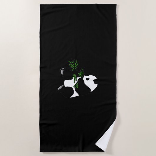 Serviette De Plage Panda géant mange du bambou noir (Devant)