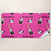 Serviette De Plage Panda ours motif rose (Devant)