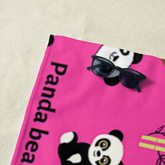 Serviette De Plage Panda ours motif rose (En situation)