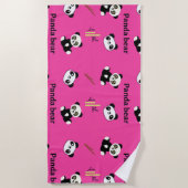 Serviette De Plage Panda ours motif rose (Devant)