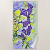 Serviette De Plage Panier blanc violet de peinture Rose aquarelle (Devant)
