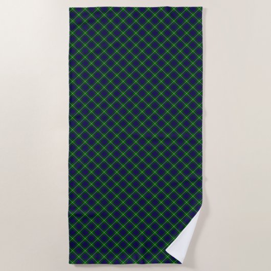 Serviette De Plage Panier bleu vert tartan MacIntyre (Devant)