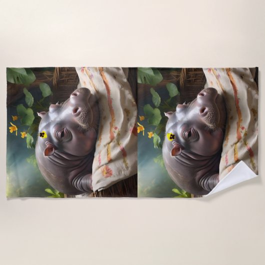 Serviette De Plage **"Panier de rêves : une petite sieste de bébé hip (Devant)