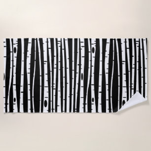Serviette De Plage Panier de souris motif à arbre blanc noir mou
