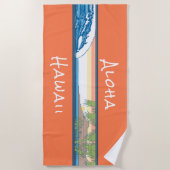 Serviette De Plage Panneau Surf Hawaïen Ala Moana Diamond Head - Oran (Devant)