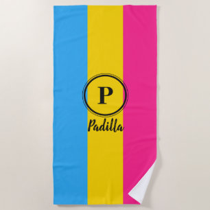 Serviette De Plage Pansexual Fierté Drapeau noir Personnalisé Monogra