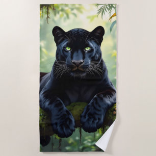 Serviette De Plage Panthère noire dans la jungle