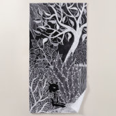 Serviette De Plage Panthère noire dans la jungle - dessin au crayon (Devant)