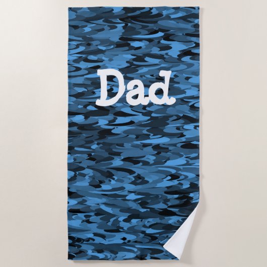 Serviette De Plage Papa Bleu Noir (Devant)