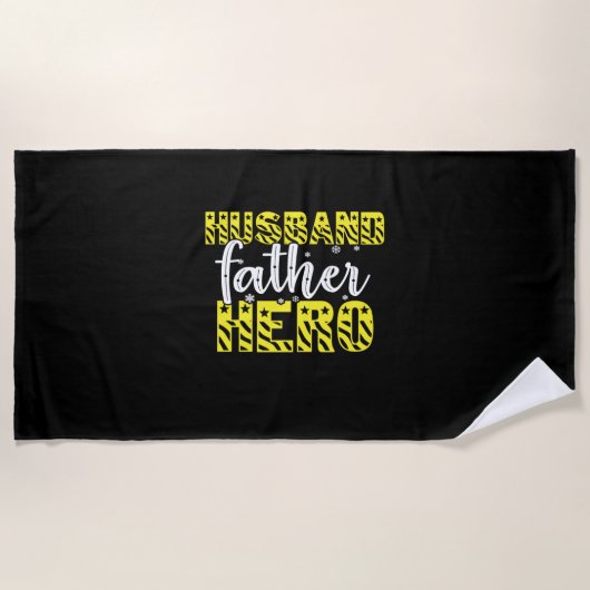 Serviette De Plage Papa Cadeau Mari Père Héros (Devant)