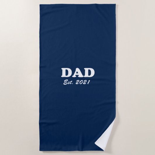 Serviette De Plage Papa Custom Date fixe marine bleu blanc moderne (Devant)