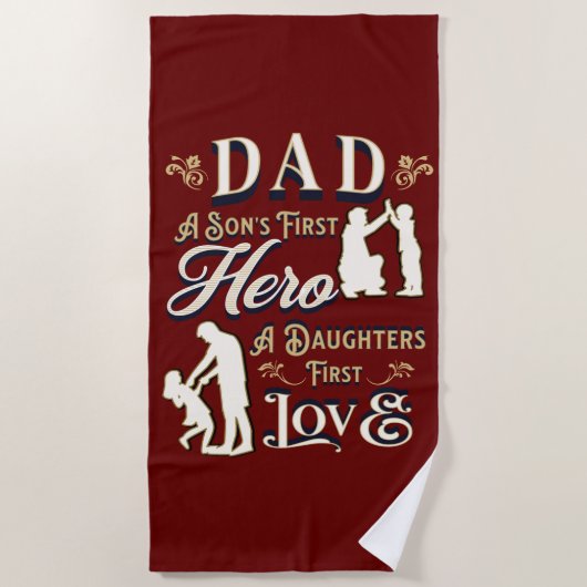 Serviette De Plage Papa d'un fils Premier amour d'une fille (Devant)