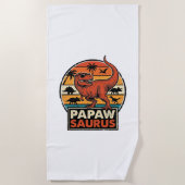 Serviette De Plage Papawsaurus Rétro Dinosaure Coucher de Soleil Vect (Devant)