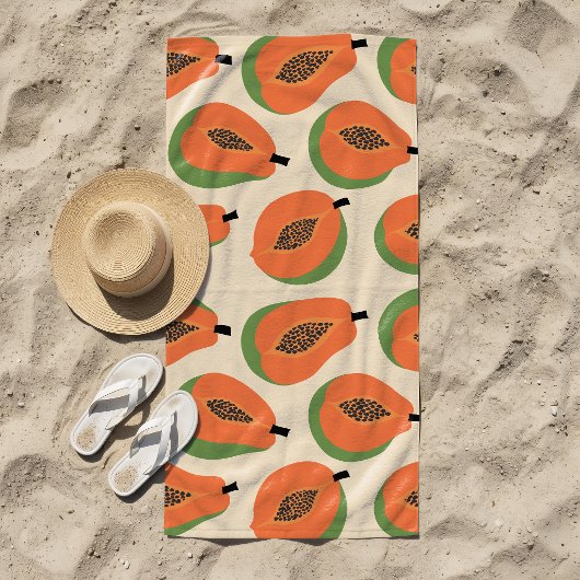 Serviette De Plage Papaya Tropical Orange Chaud