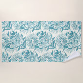 Serviette De Plage Papier à peintres et papillons, lagon Bleu (Devant)