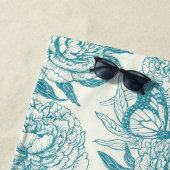 Serviette De Plage Papier à peintres et papillons, lagon Bleu (En situation)