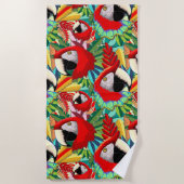 Serviette De Plage Papier de perroquet Macaw (Devant)