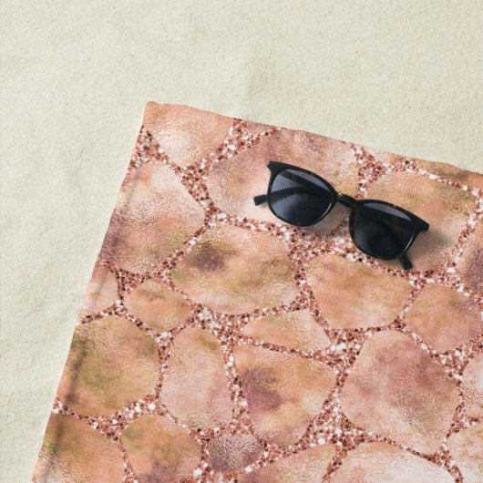 Serviette De Plage Papier Rose Parties scintillant Giraffe Imprimer (En situation)