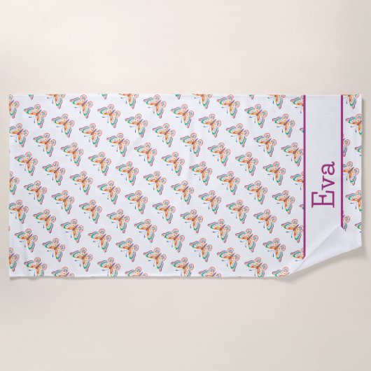 Serviette De Plage Papillon amusant (Devant)