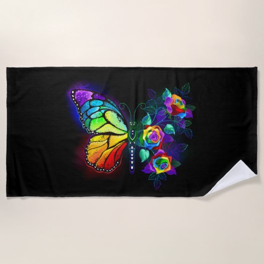 Serviette De Plage Papillon arc-en-ciel (Devant)