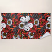 Serviette De Plage Papillon blanc et rose (Devant)