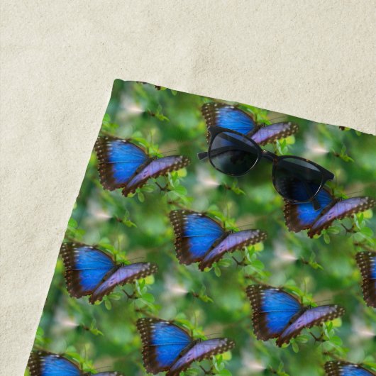 Serviette De Plage Papillon bleu (En situation)