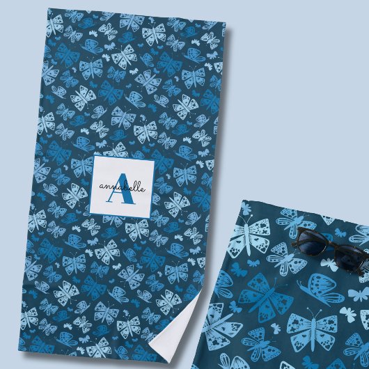 Serviette De Plage Papillon bleu fantaisiste
