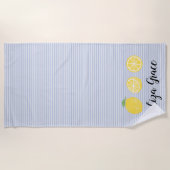 Serviette De Plage Papillon citron bleu et jaune (Devant)