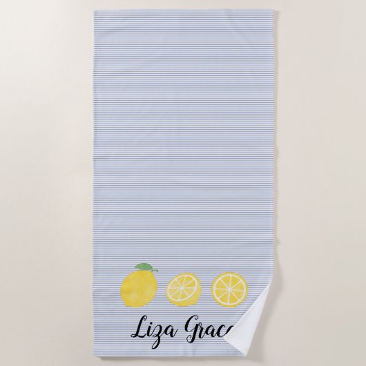 Serviette De Plage Papillon citron bleu et jaune (Devant)