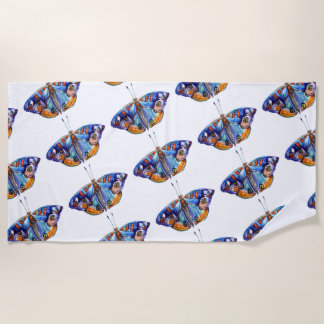 Serviette De Plage Papillon d'aquarelle bleue Art