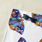 Serviette De Plage Papillon d'aquarelle bleue Art (En situation)