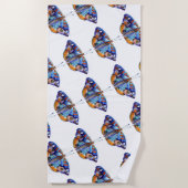 Serviette De Plage Papillon d'aquarelle bleue Art (Devant)