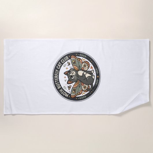 Serviette De Plage Papillon de nuit Chat POD Art Vectoriel - Papillon (Devant)