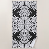 Serviette De Plage Papillon gris noir et blanc ailé Abstrait (Devant)