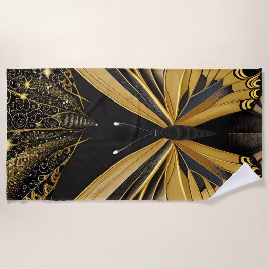 Serviette De Plage Papillon noir (Devant)