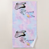 Serviette De Plage Papillon Pastel Dreamy Personnalisé (Devant)
